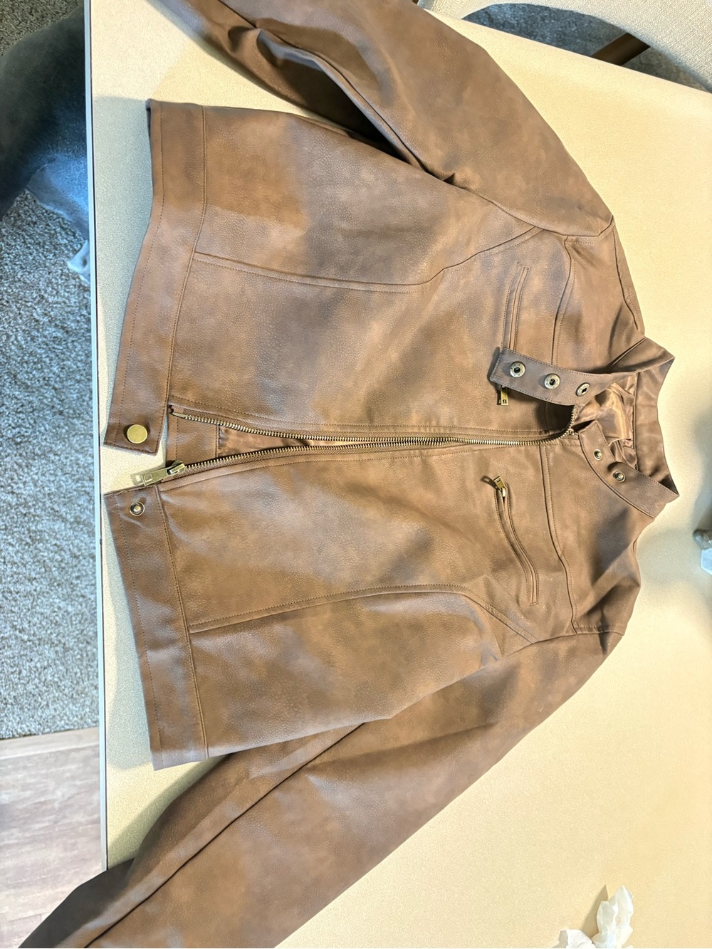 Brown Faux Leather Jacket